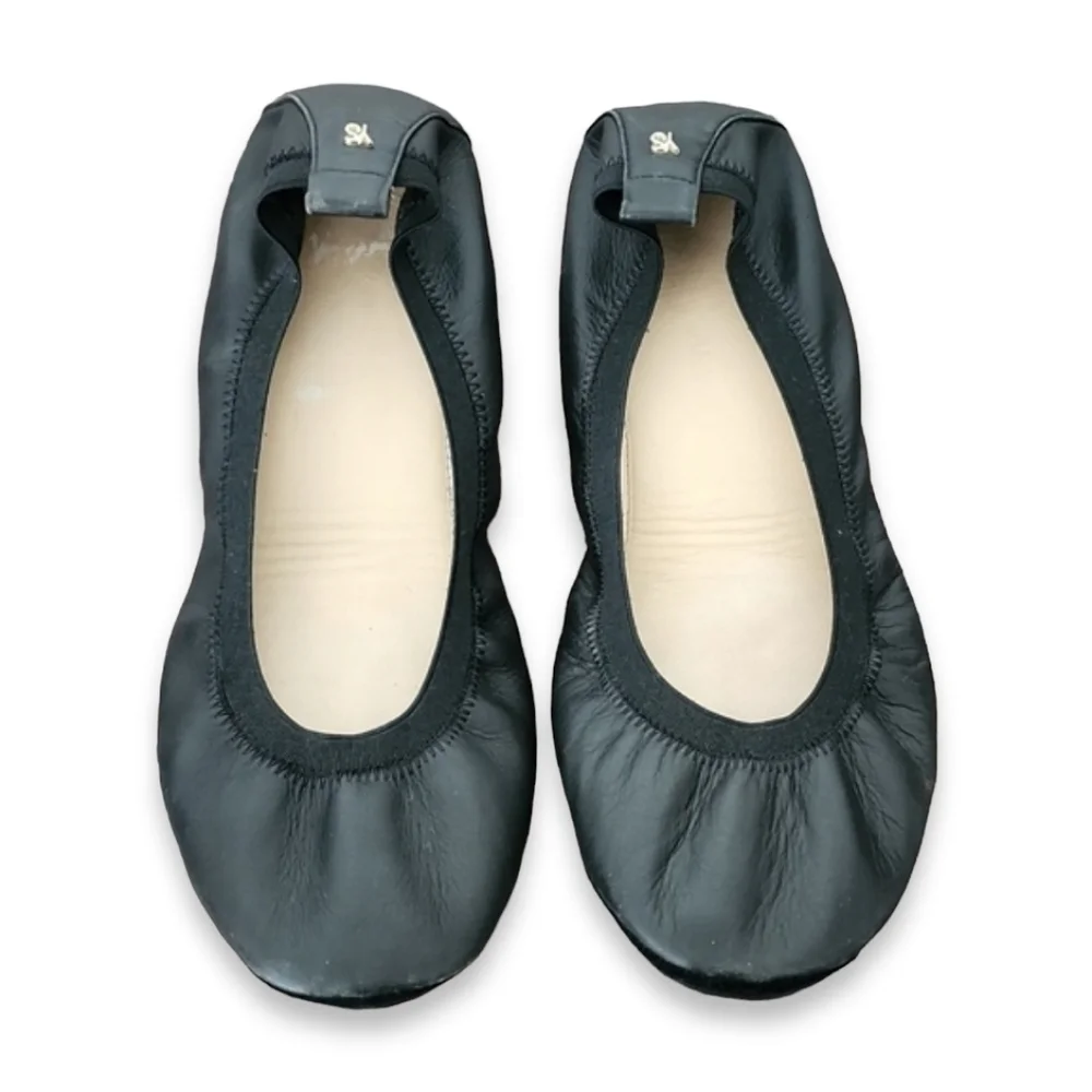 YOSI SAMRA Samara Foldable Ballet Flats 8 Black Leather Scrunch Travel Shoes - Picture 14 of 15